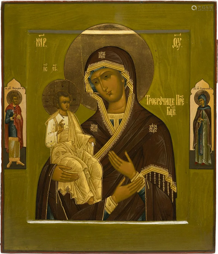 A FINELY PAINTED ICON SHOWING THE THREE-HANDED MO…