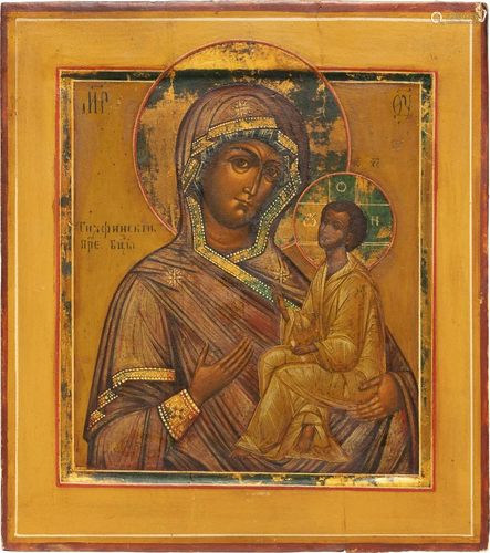 AN ICON SHOWING THE TIKHVINSKAYA MOTHER OF GOD