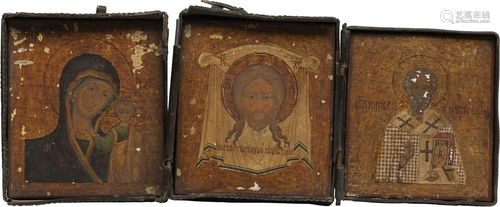 A MINIATURE TRIPTYCH SHOWING ST. NICHOLAS OF MYRA,…