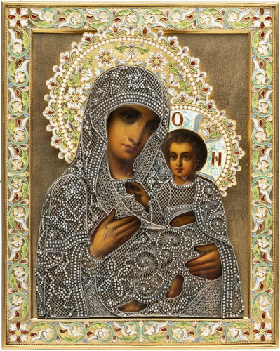 AN ICON SHOWING THE TIKHVINSKAYA MOTHER OF GOD WI…