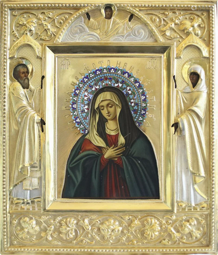 A DATED ICON SHOWING THE MOTHER OF GOD 'UMILENIE