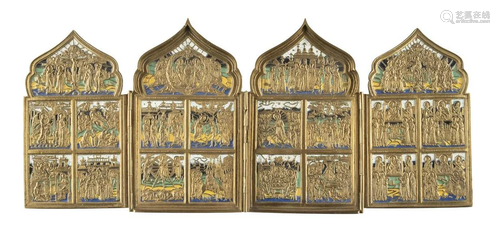 AN ENAMEL QUADRIPTYCH SHOWING THE MAIN FESTS OF THE