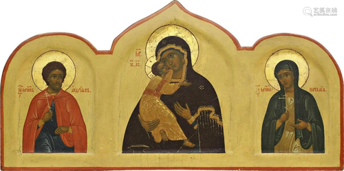 AN ICON SHOWING THE VLADIMIRSKAYA MOTHER OF GOD F…