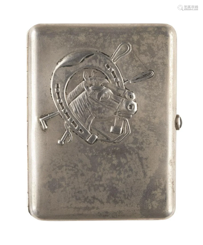 A SILVER CIGARETTE CASE WITH HORSES