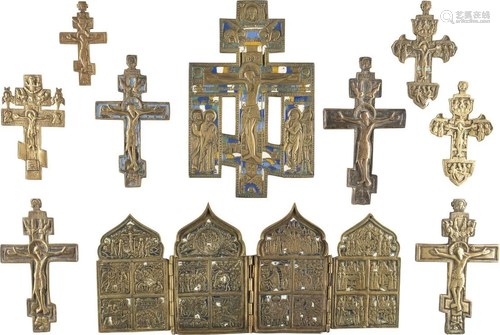 A QUADRIPTYCH AND NINE CRUCIFIXES