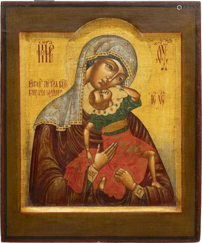 AN ICON SHOWING THE MOTHER OF GOD WITH THE PLAYFUL