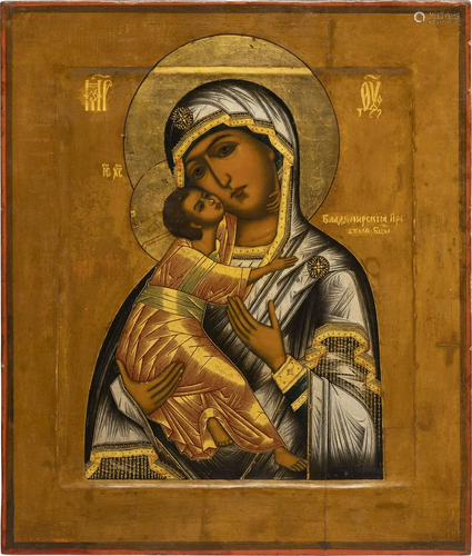 AN ICON SHOWING THE VLADIMIRSKAYA MOTHER OF GOD