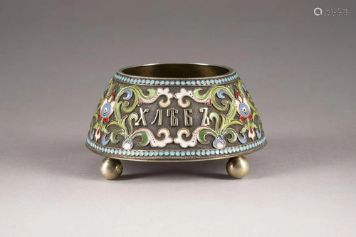 A SILVER-GILT AND CLOISONNÃ‰ ENAMEL SALT