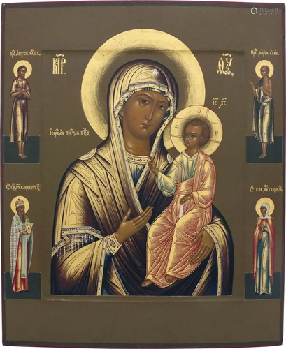 A LARGE ICON SHOWING THE IVERSKAYA MOTHER OF GOD