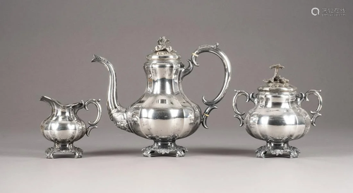 A THREE-PIECE SILVER COFFEE SERVICE