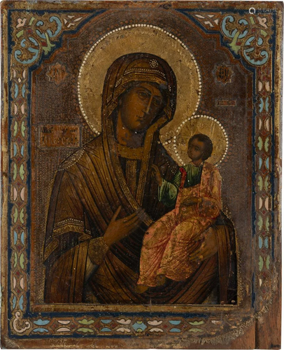 A SMALL ICON SHOWING THE IVERSKAYA MOTHER OF GOD