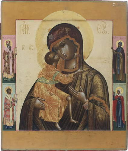 A FINE AND LARGE ICON SHOWING THE FEODOROVSKAYA M…