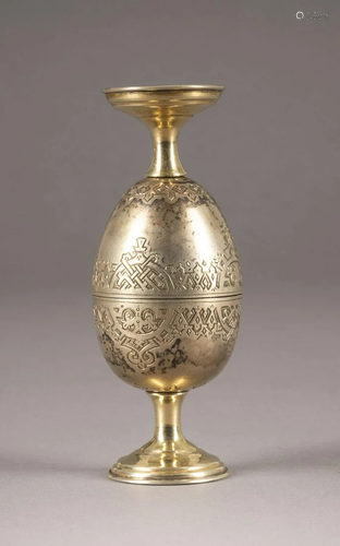 A PAIR OF SILVER-GILT VODKA BEAKERS