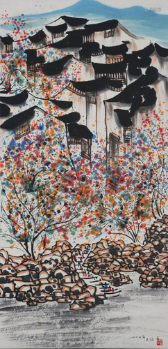 A Chinese Scroll Painting By Wu Guanzhong