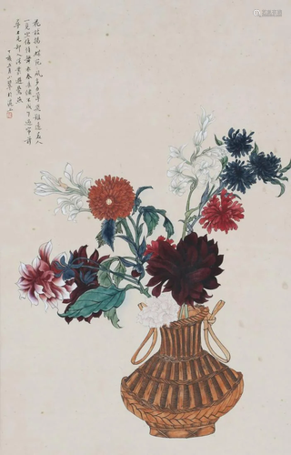 A Chinese Scroll Painting By Chen Xiaocui