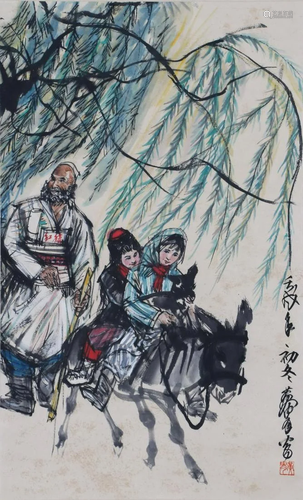 A Chinese Scroll Painting By Huang Zhou