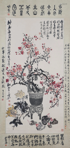 A Chinese Scroll Painting By Wu Changshuo