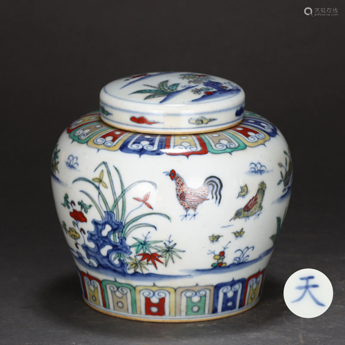 A Doucai Glazed Jar with Cover Qing Dynasty