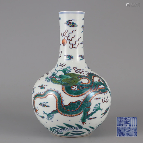 A Doucai Glazed Globular Vase Qing Dynasty