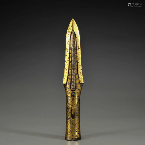 A Silver Inlaid Gold Decorated Bronze Blade Han Dynasty