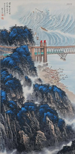 A Chinese Scroll Painting By Wei Zixi