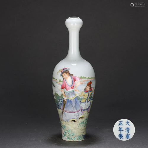 A Famille Rose Figural Story Vase Qing Dynasty