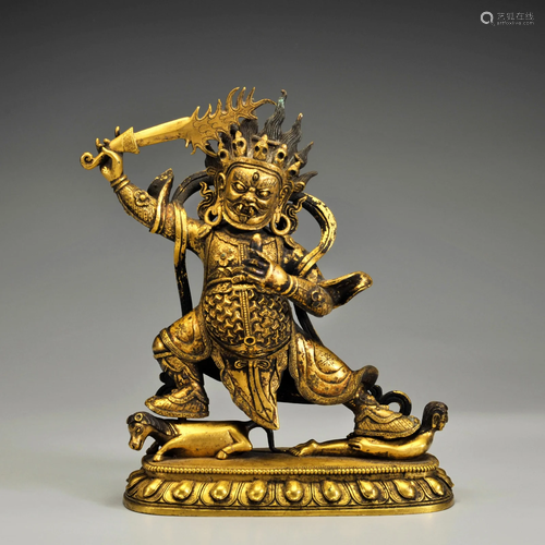 A Tibetan Gilt-bronze Mahakala