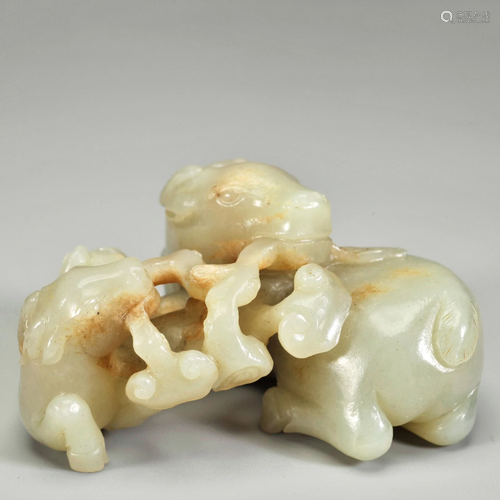 A Carved Jade Horses Qing Dynasty