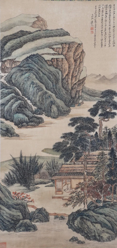 A Chinese Scroll Painting By Zhang Daqian