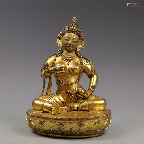 A Tibetan Bronze Gilt Tara