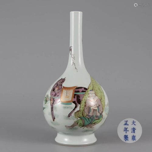 A Famille Rose Bottle Vase Qing Dynasty