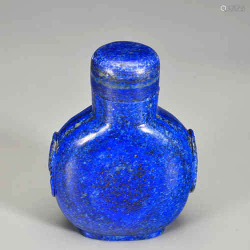 A Carved Lapis Snuff Bottle Qing Dynasty