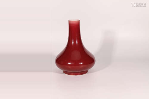 乾隆 红釉荸荠瓶