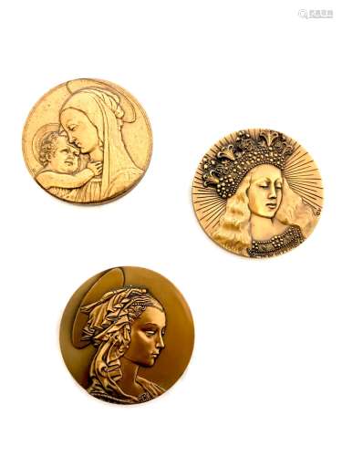 Monnaie de PARIS - Lot de trois médailles religieuses en bro...
