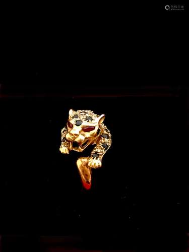 Bague panthère dans le goût de Cartier en or jaune 18k 750°/...