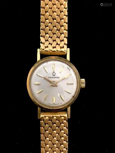 Candino. Montre de dame en or jaune 18k 750°/00, boitier ron...