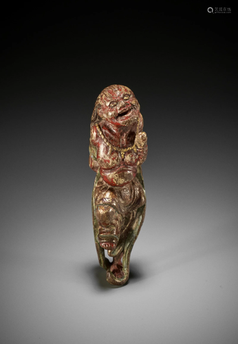 A RARE SHUZAN STYLE SAISHIKI NETSUKE OF A WITCH