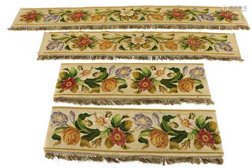 Four needlework panels,