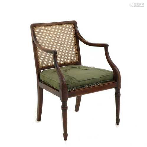 A mahogany library armchair,