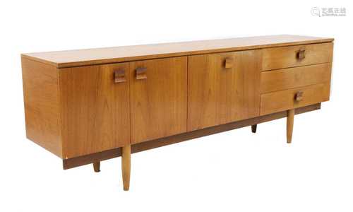 A teak long sideboard,