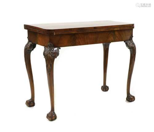 A George II-style mahogany card table,