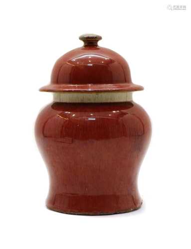 A Chinese flambé-glazed jar and cover,