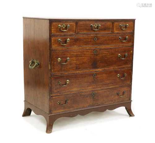 A George III mahogany chest of drawers,