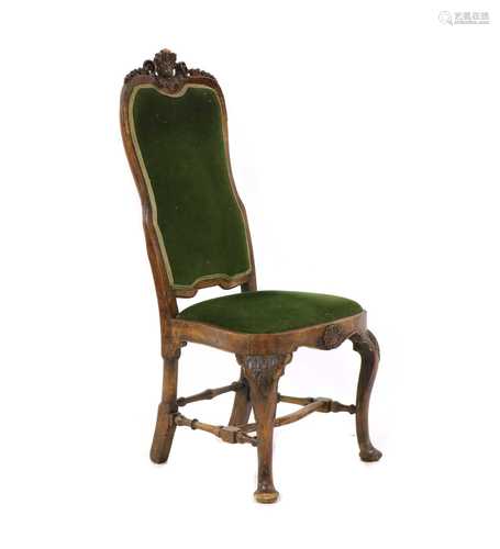 An 18th century Continental walnut single chair,