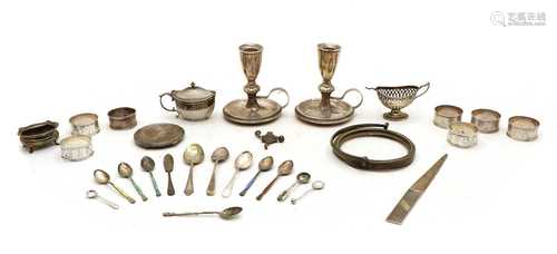 A collection of silver items,