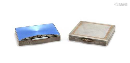 A Continental enamel and silver compact