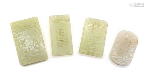 Four Chinese jade pendants,