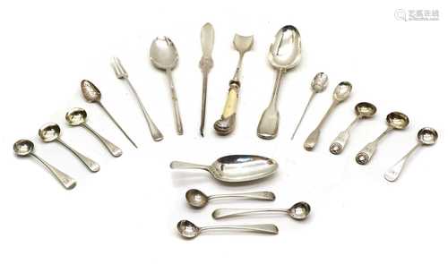 A small group of flatware items