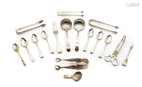 A George III set of six bright-cut engraved teaspoons