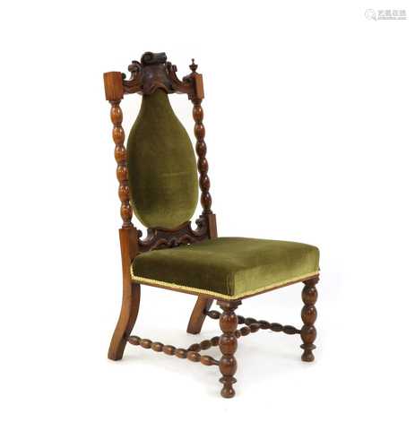 A large Victorian carved walnut side chair,